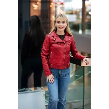 Dámský červený kožený křivák Divoký býk GWFaible Velikost XXXL