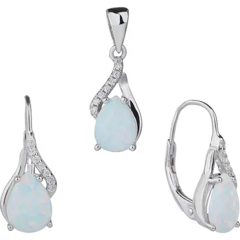 Souprava šperků Bealio BEALIO Stříbrná souprava SLZA bílý OPÁL 03-07998-1854