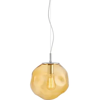 Kaspa 10417115 AVIA M - Závěsné svítidlo s nepravidelným průhledným stínidlem v jantarové barvě, 1 x E27, Ø 30cm (Závěsné svítidlo 1 x E27, se skleněným jantarovým stínidlem)