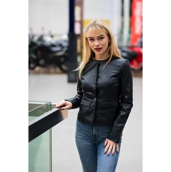 Dámská casual bunda Černé dámské kožené sako GWReena Black Velikost L