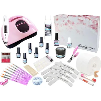 Startovací sada na gelové nehty XXXL Hybrid 150W růžová perleť s bruskou 10W