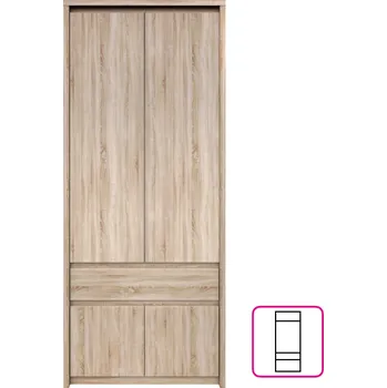 Šatní skříň Věšáková skříň 4D1S, dub sonoma, NORTY TYP 2