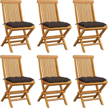 vidaXL Zahradní židle s mi poduškami 6 ks masivní teak [3065605] Barva: taupe