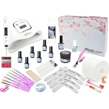 Charlie Nails Startovací sada na gelové nehty XXXL Hybrid 120W bílá s bruskou 10W