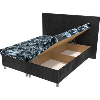 Postel Manželská postel Zodiac na nohách s čelem s vtahy a úložným prostorem - 180 x 200 cm, Bez navýšení, Molitanová 12 cm