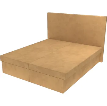 Postel Manželská postel Valerie s čelem s knoflíky, lamelovým roštem a úložným prostorem - Béžová, 160x200 cm, Bez navýšení, Molitanová 13 cm