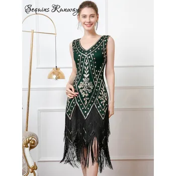 Dámské šaty Midi společenské šaty Sequins SQ795 Barva: Zelená, Velikost: XL