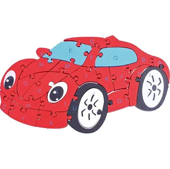 Puzzle Dřevěné puzzle Auto (Dětská skládačka - dřevěné puzzle s čísly a písmeny)