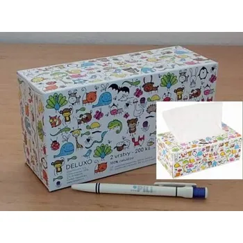 Kapesníčky papírové Deluxo zvířátka 2-vrstvé 200ks