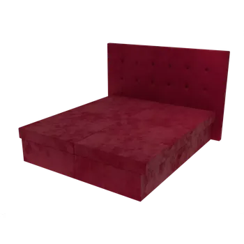 Postel Manželská postel Valerie s čelem s vtahy, lamelovým roštem a úložným prostorem - Vínová, 160x200 cm, Bez navýšení, Molitanová 15 cm