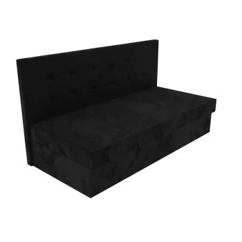 Postel Čalouněná postel Ava s čelem s knoflíky, lamelovým roštem a úložným prostorem - Černá, 80 x 200 cm, +5 cm úložný prostor, Molitanová 13 cm