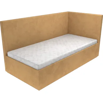 Postel Čalouněná postel Natalia s hladkým čelem, lamelovým roštem a úložným prostorem - Béžová, 90 x 200 cm, Bez navýšení, Bez matrace