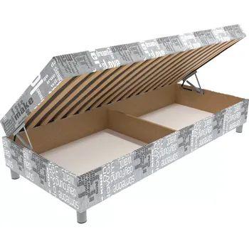 Postel Čalouněná lamelová válenda Valerie na nohách Words s úložným prostorem - Words šedá, 90 x 200 cm, +5 cm úložný prostor, Molitanová 13 cm