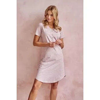 Dámská noční košile Taro, dámská noční košile 3125-Frankie, krátký rukáv, růžovo-šedá, vel. L