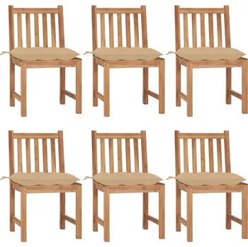 Petrashop Zahradní židle 6 ks s poduškami masivní teak Béžová3073133