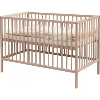 Dětská postýlka Dětská postýlka buk přírodní s výbavou - MRÁČEK světle žlutý - Scarlett