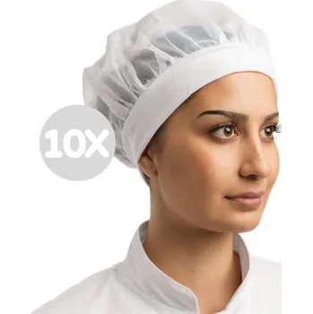 Gastro oděv Whites Chefs Clothing Whites pohodlná čepice se síťkou bílá Počet kusů v sadě: 10 ks