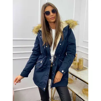 Dámská bunda Dámská zimní bunda s kožešinou 04-2 tmavě-modrá, VELIKOST 2XL