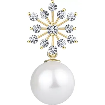 Přívěsek Přívěsek ve žlutém 14K zlatě - třpytivá sněhová vločka, kulatá bílá perla