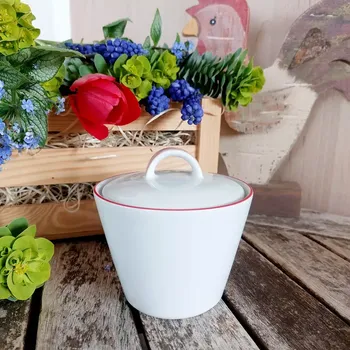 Konvice na čaj TOM cukřenka 200 ml, červená linka, Thun 1794 (Porcelánový šálek na kávu 1. jakost)