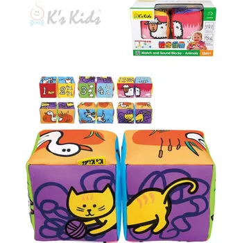 K´S KIDS Baby soft kostky textilní 2ks zvířátka počítání na baterie Zvuk