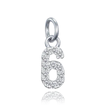 Souprava šperků MINET Stříbrný přívěs číslice "6" vykládaný zirkony JMAS9016SP00