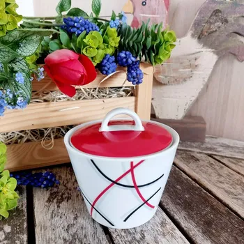 Konvice na čaj TOM cukřenka 200 ml, barevné čáry, Thun 1794 (Porcelánová cukřenka 1. jakost)