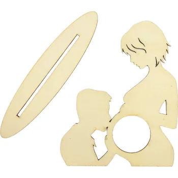 Dřevěná hračka Dřevěný výřez z překližky, MAMINKA S TATÍNKEM, podstavec, 12x14,2cm, 2ks/sada