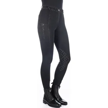 Vybavení pro jezdce HKM Rajtky Harbour Island HKM, dámské, s gripem na kolenou, black denim 40