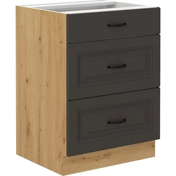 Kuchyňská skříňka LEMPERT Dolní skříňka STELLA 7 (60 cm) grafi mat / dub artisan