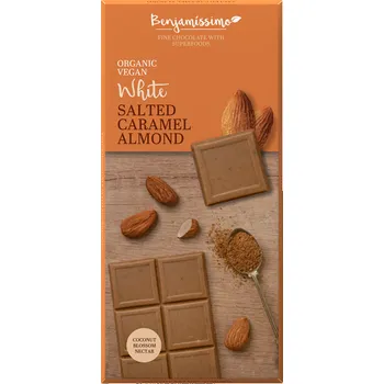 Čokoláda Benjamissimo Bílá čokoláda Slaný karamel a Mandle, 70g