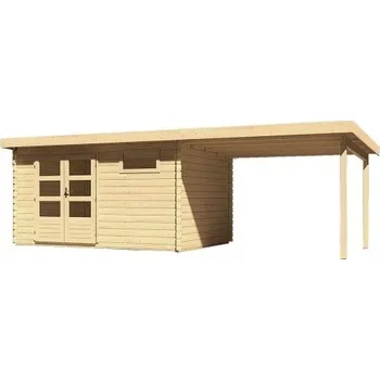 Zahradní domek KARIBU HOLZTECHNIK dřevěný domek KARIBU BASTRUP 8 + přístavek 300cm (79315) natur LG2940