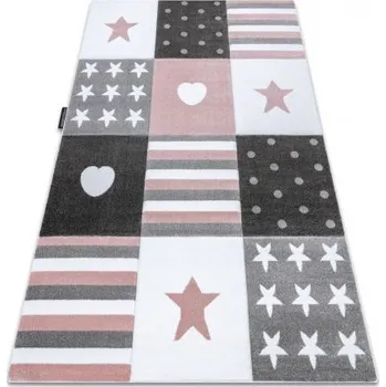 Koberec Krásný dětský koberec KINDER - srdíčka 1 - bílý/růžový Rozměr koberce: 120x170 cm