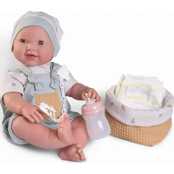 Panenka Realistické miminko - čůrající holčička Mia s košíčkem od Antonio Juan (Recién Nacida Mia hace pipí con canastilla)