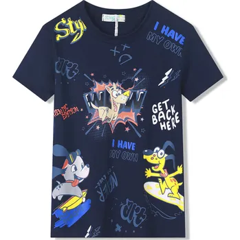 Chlapecké tričko - KUGO HC9346, tmavě modrá Barva: Modrá tmavě, Velikost: 110