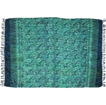 Šátek Sarong batikovaný, pareo BOB Batik, Floral Paisley zelený