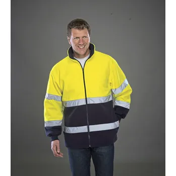 Yoko Reflexní fleecová bunda HVK10B Hi-Vis Yellow-Navy 3XL