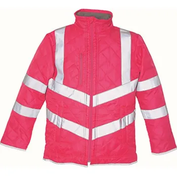 Yoko Reflexní prošívaná bunda HVW706 Fluorescent Pink XL