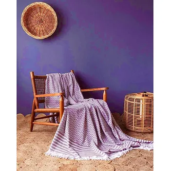 deka Tkaná bavlněná deka exclusive Lara fialová 150x200cm TiaHome