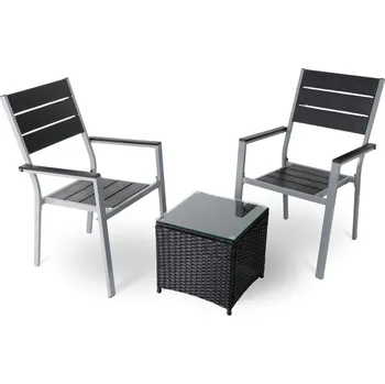 Zahradní sestava Zahradní balkonový set Renio - 2 místa, černá / šedá