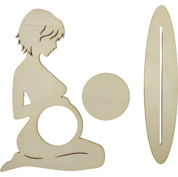 Dřevěná hračka Dřevěný výřez z překližky, KLEČÍCÍ MAMINKA, malý, 9x14,2cm, 3ks/sada