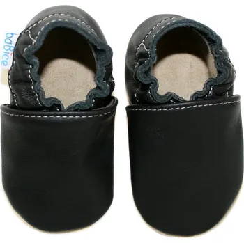 Capáčky BABICE Kožené capáčky s koženou podrážkou černé 2-3 roky Černá 24-25
