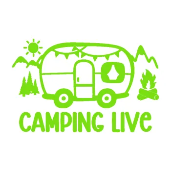 Samolepící dekorace SAMOLEPKA Camping live 001 pravá cestování v karavanu (04 - zelená kawasaki) NA AUTO, NÁLEPKA, FÓLIE, POLEP, TUNING, VLASTNÍ TEXT, TISK, AUTOSAMOLEPKY.cz, POLEPY, OBRÁZEK, LOGO, SAMOLEPKY
