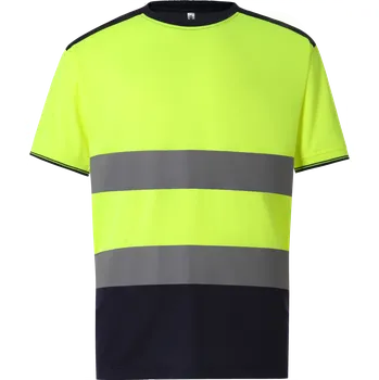 Pánské tričko Yoko Reflexní dvoubarevné tričko HVJ400 Hi-Vis Yellow-Navy XXL