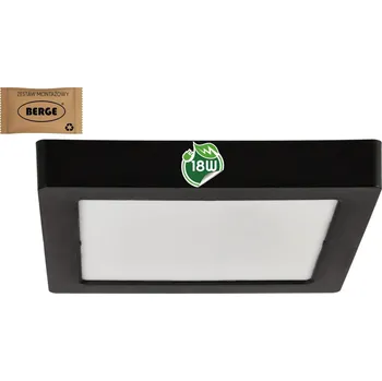LED panel Berge Čtvercový LED panel přisazený - černý - 18W - PC - neutrální bílá