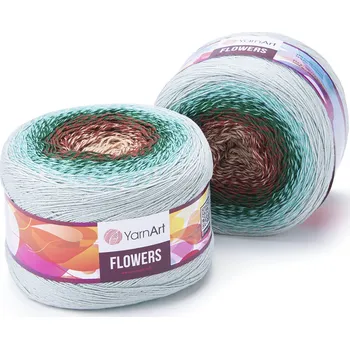 Yarn Art příze Flowers 318 béžová, cihlová, modrá