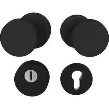 Dveřní kování TI - Koule vyosená CUBO - R 3233 rozety PZ, koule pevná/otočná BS - Černá matná (153)