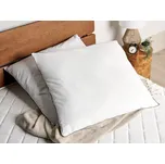 Polštář bílý bavlněný japara 80 x 80 cm polyesterová výplň vysokoprofilový saténový lem měkký Beliani
