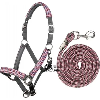 Ohlávka a vodítko HKM -DELLA SERA- - Šedá - Pony