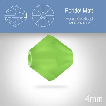 Dětské zboží PRECIOSA Bicone MC BEAD (sluníčko) velikost 4mm. Barva PERIDOT Matt. Balení 30ks .